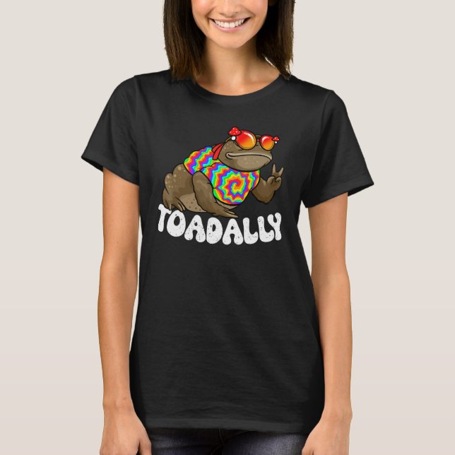 Funny Toad, Kids Toad, Hippie Toad, Frog, Amphibia T Shirt (Framsida)