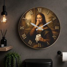 Funny Toilet Paper Mona Lisa Bathroom Humor Stor Klocka