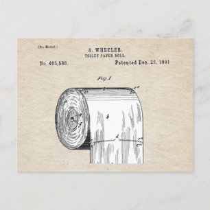 Funny Toilet Papper Roll Patent Vykort