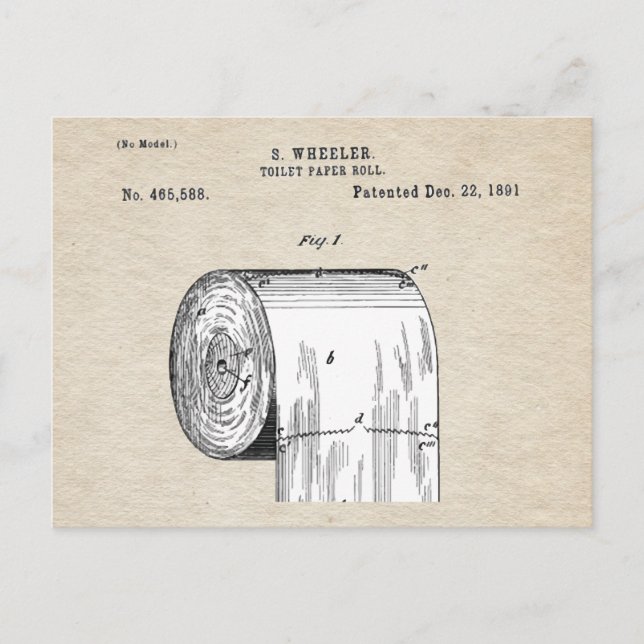 Funny Toilet Papper Roll Patent Vykort (Framsida)