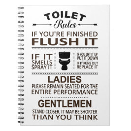 Funny Toilet Rules Bathroom Humor Anteckningsbok