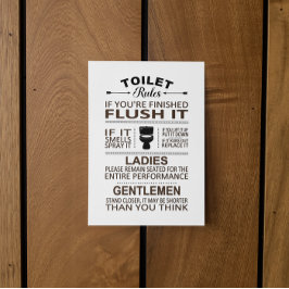 Funny Toilet Rules Bathroom Restroom Humor Vykort