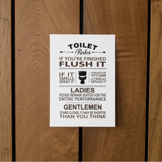 Funny Toilet Rules Bathroom Restroom Humor Vykort (Funny Toilet Rules Bathroom Restroom Humor Postcard)