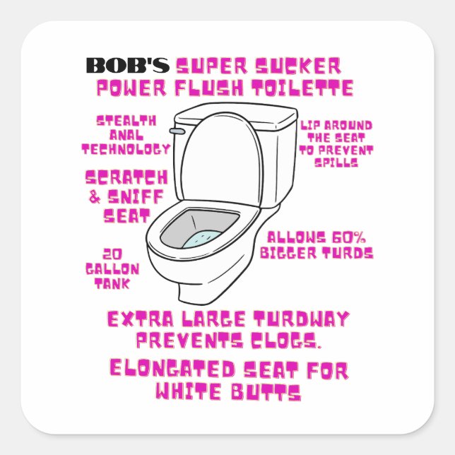 Funny Toilette Humor Fyrkantigt Klistermärke (Framsida)