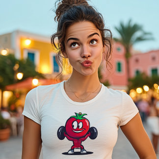 Funny Tomato Weightlifter – Cute Gym Cartoon T Shirt