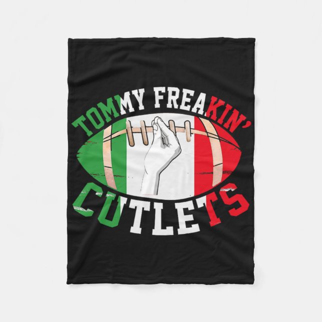 Funny Tommy Freakin' Cutlets New Jersey Italy Flag Fleecefilt (Framsidan)