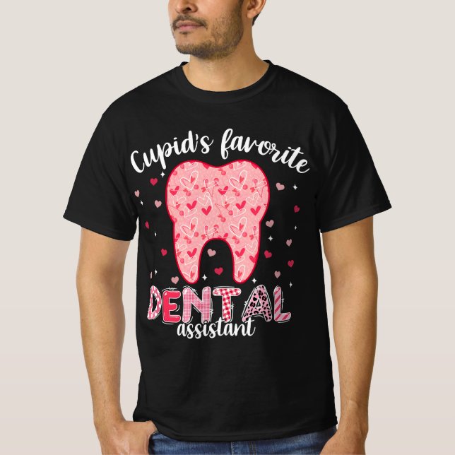 Funny Tooth Cupid's Favorite Dental Assistant Vale T Shirt (Framsida)