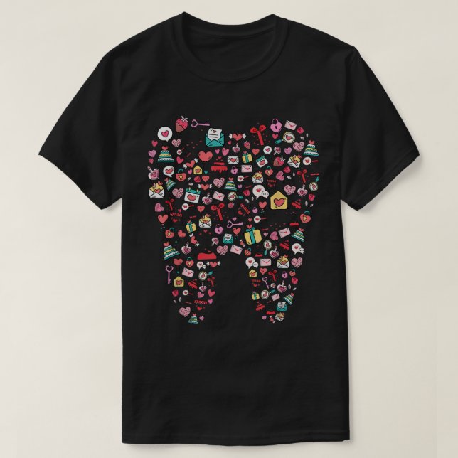 Funny Tooth Dentist Dental Hygienist Lycklig Valen T Shirt (Design framsida)