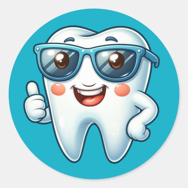 Funny Tooth Runt Klistermärke (Framsida)