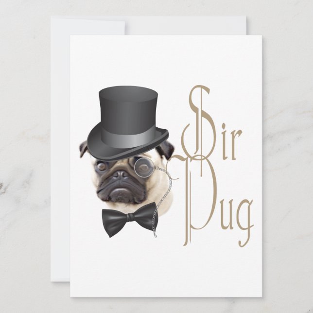 Funny Top hat Monocle Herr Pug Hund (Framsida)
