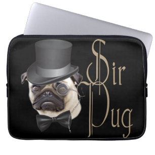 Funny Top hat Monocle Herr Pug Hund Laptop Fodral