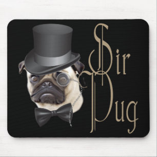 Funny Top hat Monocle Herr Pug Hund Musmatta