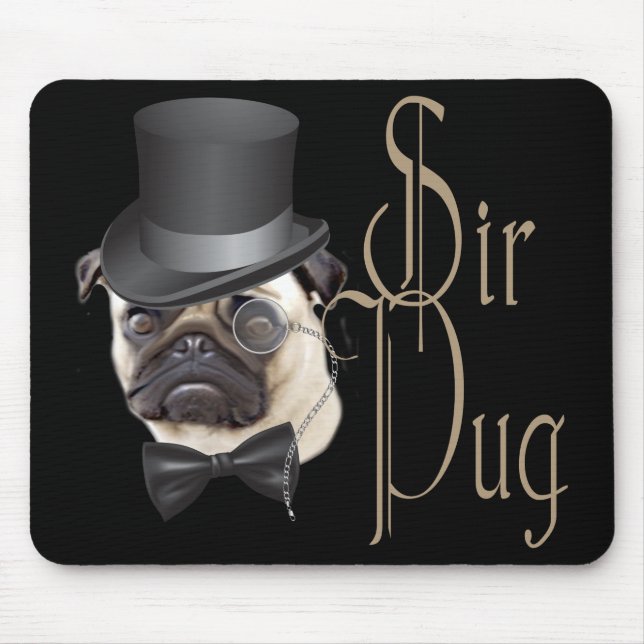 Funny Top hat Monocle Herr Pug Hund Musmatta (Framsidan)