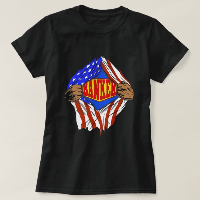 Funny Toppen Banker Hero Job T Shirt (Design framsida)