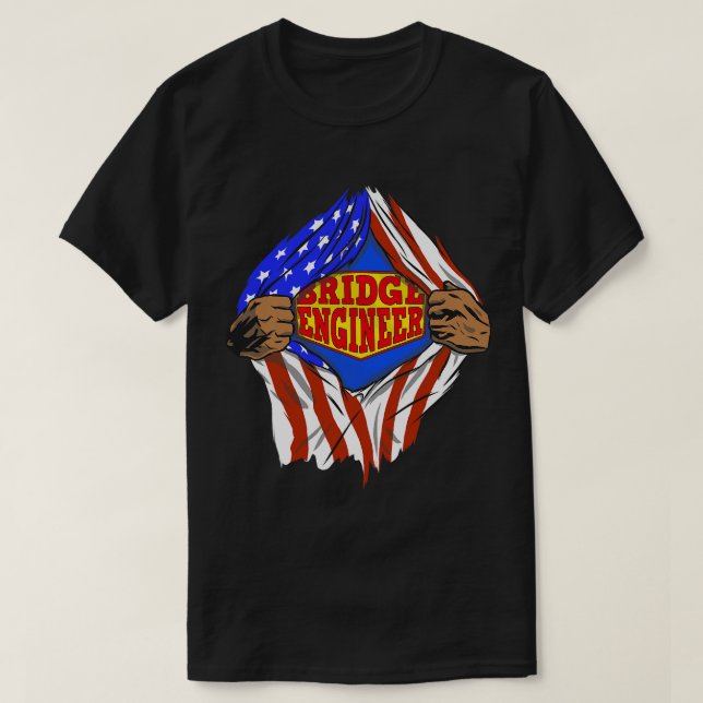 Funny Toppen Bridge Ingenjör Hero-jobb T Shirt (Design framsida)