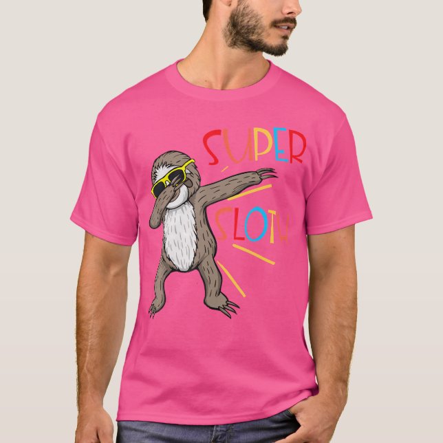 Funny Toppen Sloth Superhjälte Dabbing Dance Move  T Shirt (Framsida)