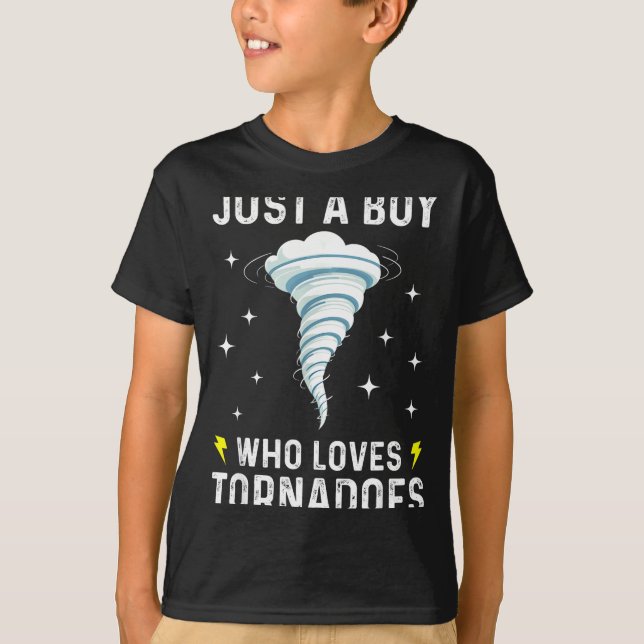 Funny Tornado Gift For Boys Kids Hurricane Weather T Shirt (Framsida)