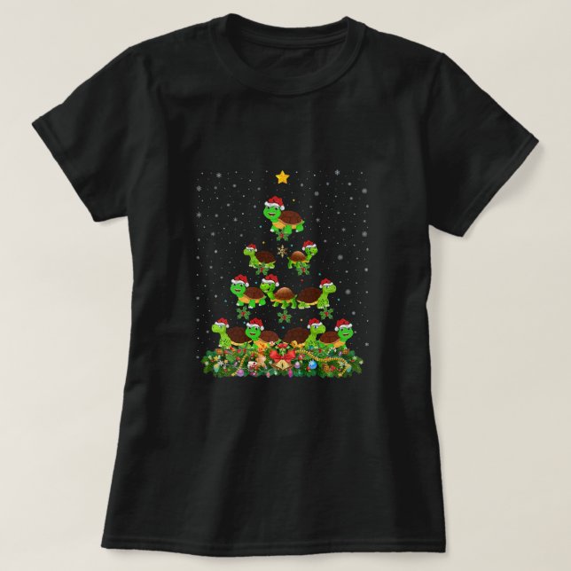 Funny Tortoise Älskare Julafton Santa Tortoise jul T Shirt (Design framsida)