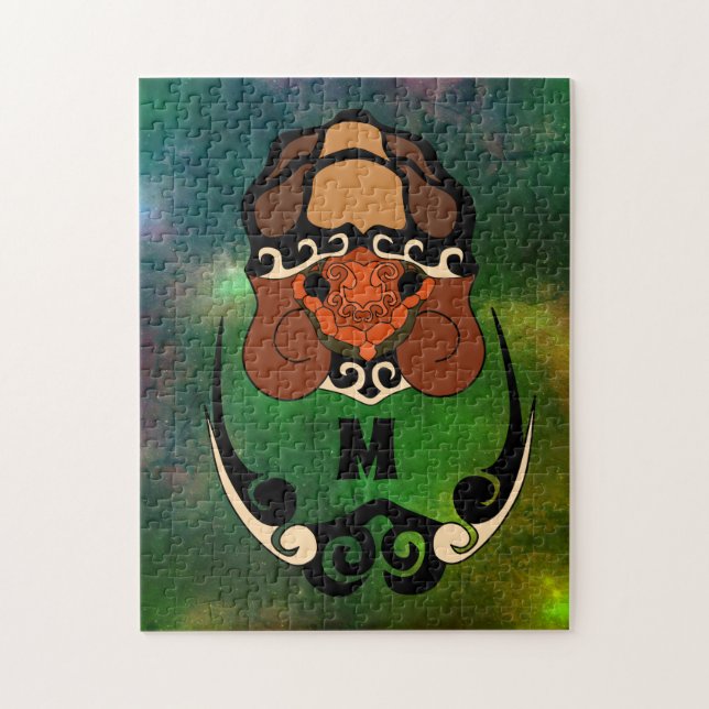Funny Tortoise Chilling Monogram Pussel (Vertikal)