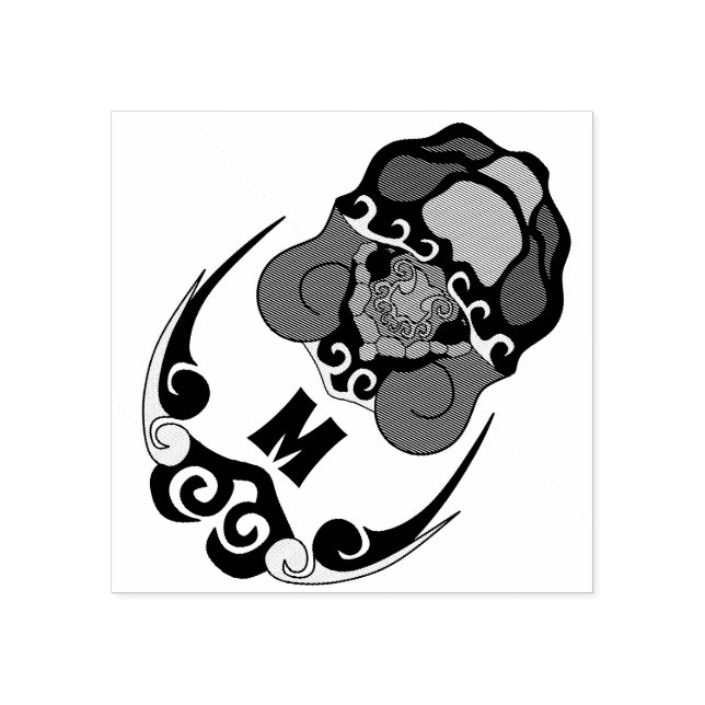 Funny Tortoise Chilling Monogram Stämpel (Tryck)