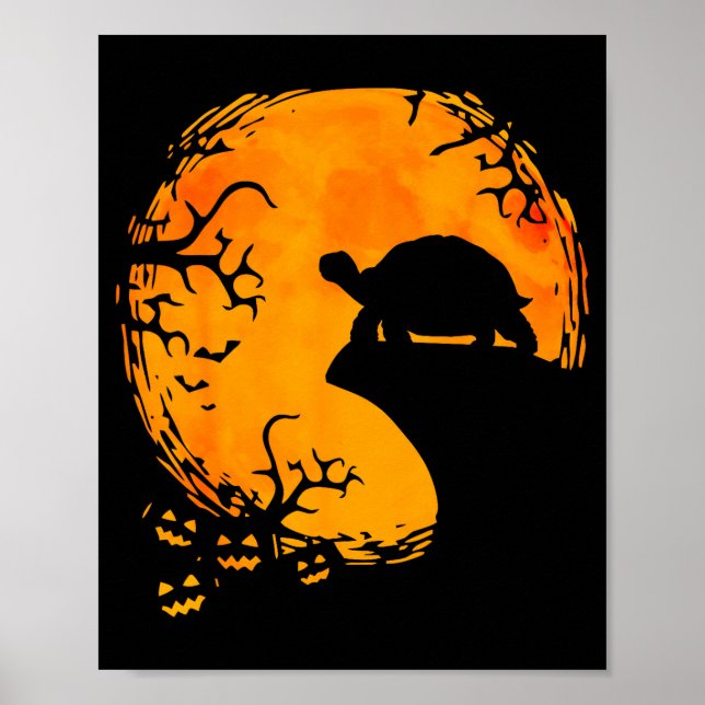 Funny Tortoise Halloween Silhouette Soky Tortoise  Poster (Framsidan)
