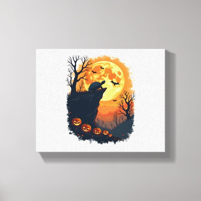 Funny Tortoise Halloween Silhouette Spooky Tortois Canvastryck (Framsida)