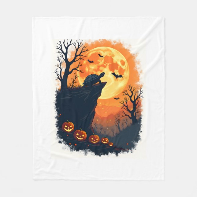 Funny Tortoise Halloween Silhouette Spooky Tortois Fleecefilt (Framsidan)