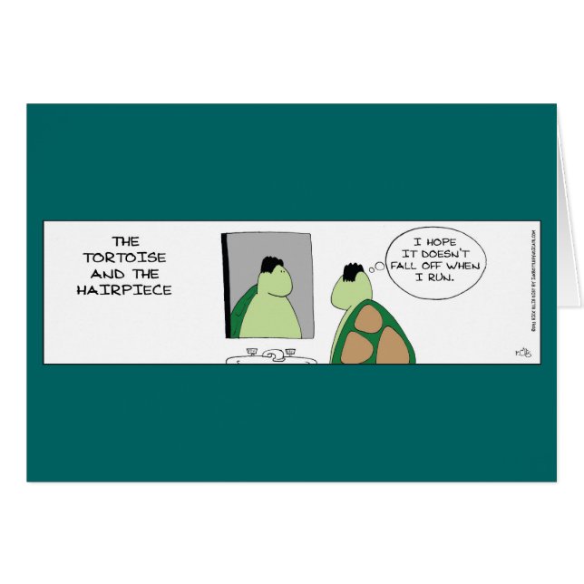 Funny Tortoise och Hairpart Card Hälsningskort (Framsidan Horizontal)