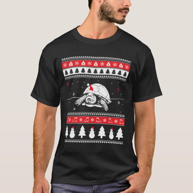 Funny Tortoise Ugly jul T Shirt (Framsida)