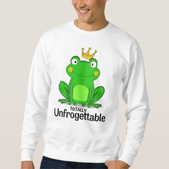 Funny "Totally Unfrogettable" Frog Pun Lång Ärmad Tröja (Framsida)