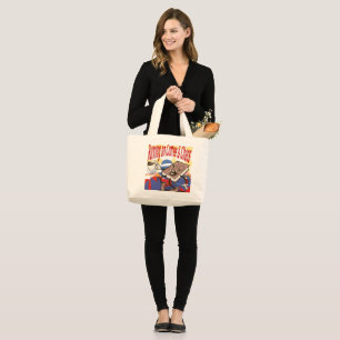 Funny Tote Bag - Körs på kaffe & Chaos Jumbo Tygkasse