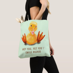 Funny Tote Bag Lycklig Gult Anka - Anpassningsbar  Tygkasse