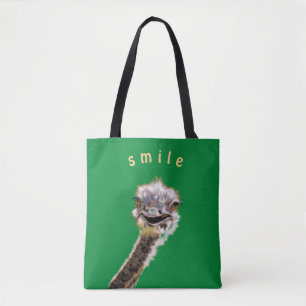 Funny Tote Bag Lycklig Ostrich Anpassningsbar Färg Tygkasse