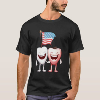 Funny Toth Dentist Dental Teth Squad USA flagga Ju T Shirt