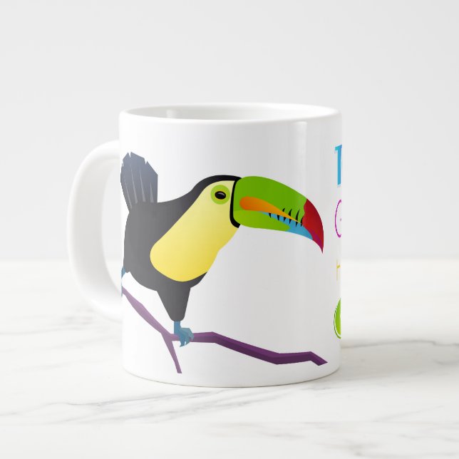 Funny Toucan Pun Mugg - Colorful Bird Jumbo Mugg (Framsida vänster)