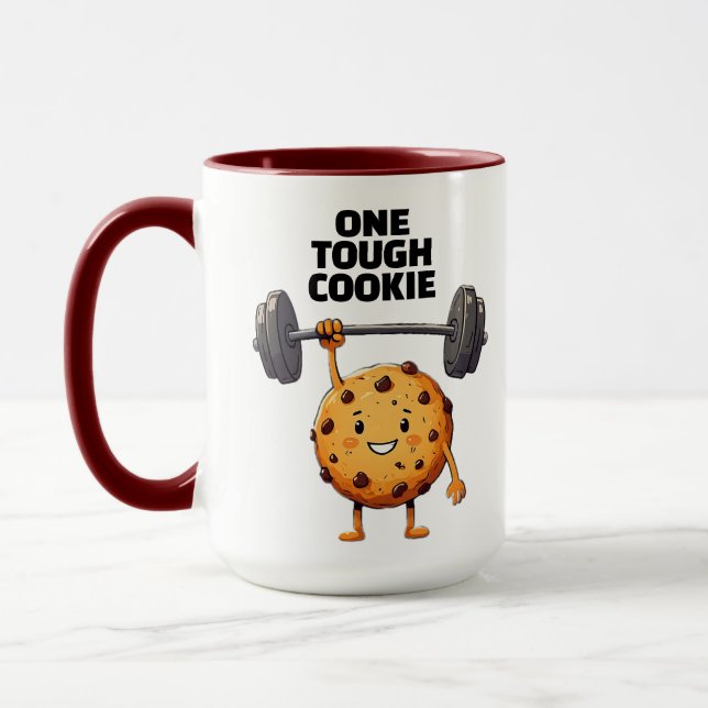 Funny Tough Cookie Lifting Barbell Mugg (Vänster)