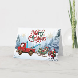 Funny Tow Truck Company Christmas Card Helgkort