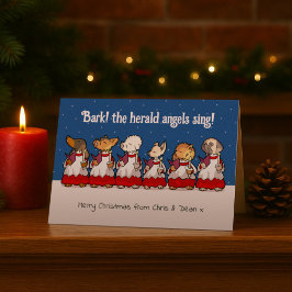 Funny Toy Dog Christmas Choir Dachshund Cartoon Helgkort