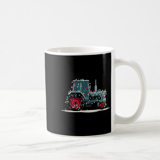 Funny Tractor Christmas Graphics Lights Lover Farm Kaffemugg (Höger)