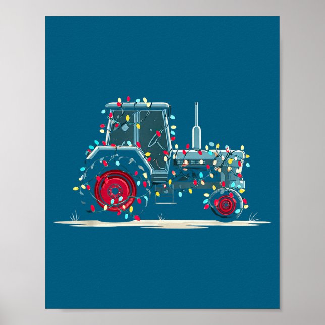 Funny Tractor Christmas Graphics Lights Lover Farm Poster (Framsidan)