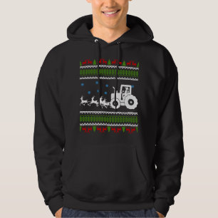 Funny Tractor Reindeer jul Merch Humor Gift Hoodie
