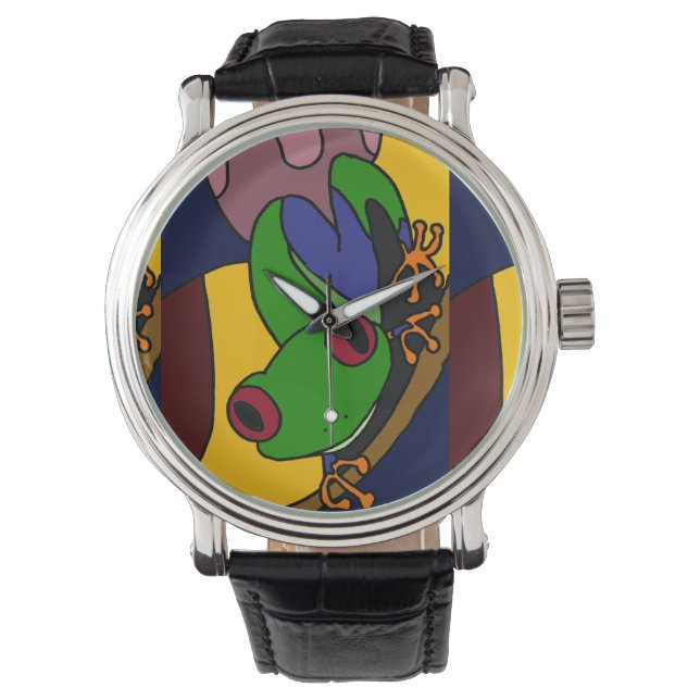 Funny Träd Frog Abstrakt Art Watch Armbandsur (Framsida)