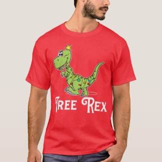 Funny Träd Re Dino Dinosaur Julafton jul Ljus T Shirt