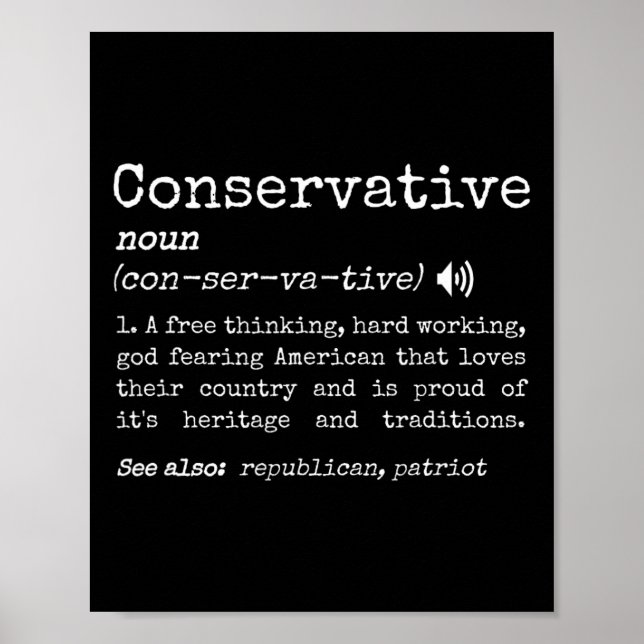 Funny Traditional Conservative Definition Pro Free Poster (Framsidan)