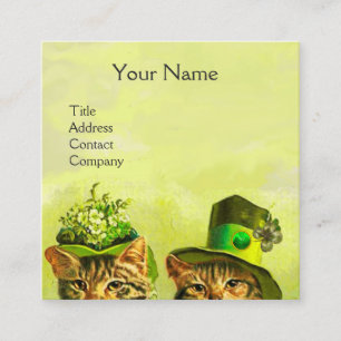 FUNNY TRADITIONELL ST.PATRICK'S CATS,HEART MONOGRA FYRKANTIGT VISITKORT