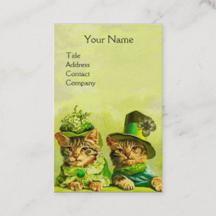 FUNNY TRADITIONELL ST.PATRICK'S CATS,HEART MONOGRA VISITKORT