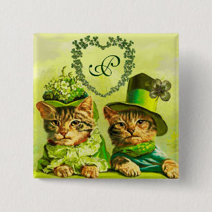 FUNNY TRADITIONELL ST.PATRICK'S DAY CATS HEART KNAPP