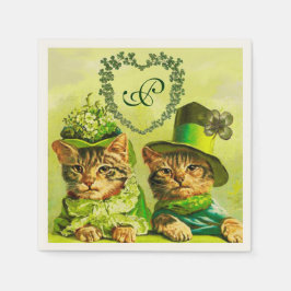 FUNNY TRADITIONELL ST.PATRICK'S DAY CATS HEART PAPPERSSERVETT