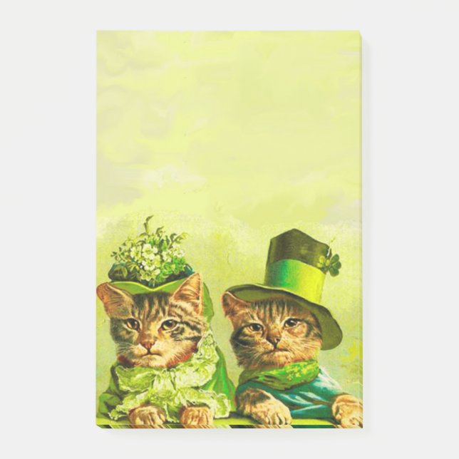 FUNNY TRADITIONELL ST.PATRICK'S DAY CATS POST-IT BLOCK (Framsida)