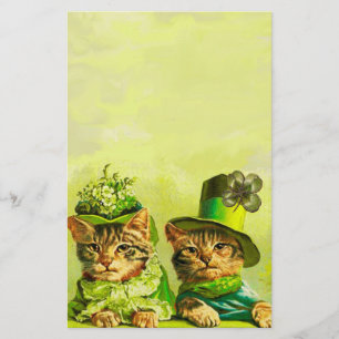 FUNNY TRADITIONELL ST PATRICK'S DAY CATS, SHAMROCK BREVPAPPER